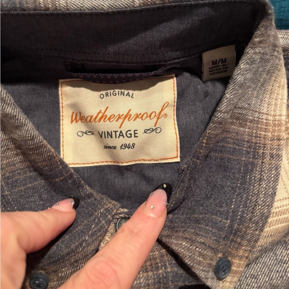 NWT Size M Weatherproof Navy and Cream Plaid Casual Shirt - Picture 5 of 6
